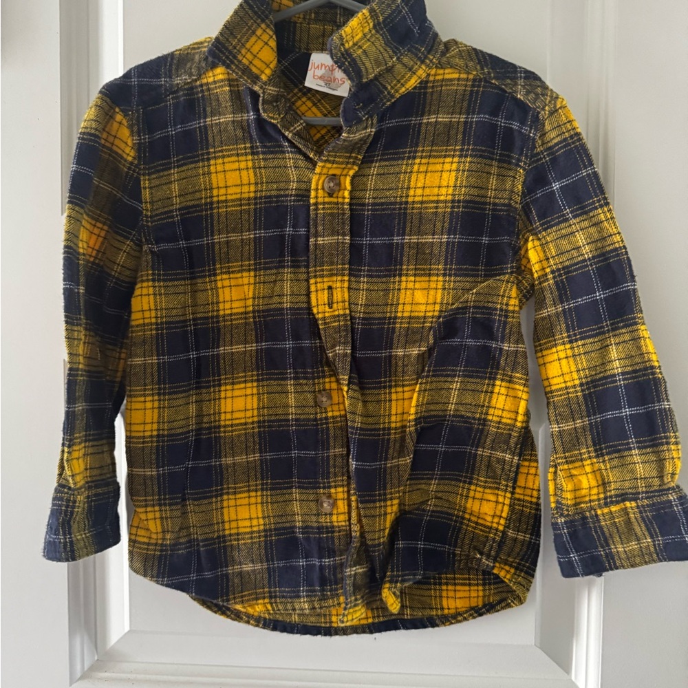 Kids Plaid Shirt - Yellow and Blue